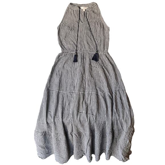 Lauren Conrad Women Maxi Dress Size M Gingham Halter Casual Checked Back White - Picture 1 of 7